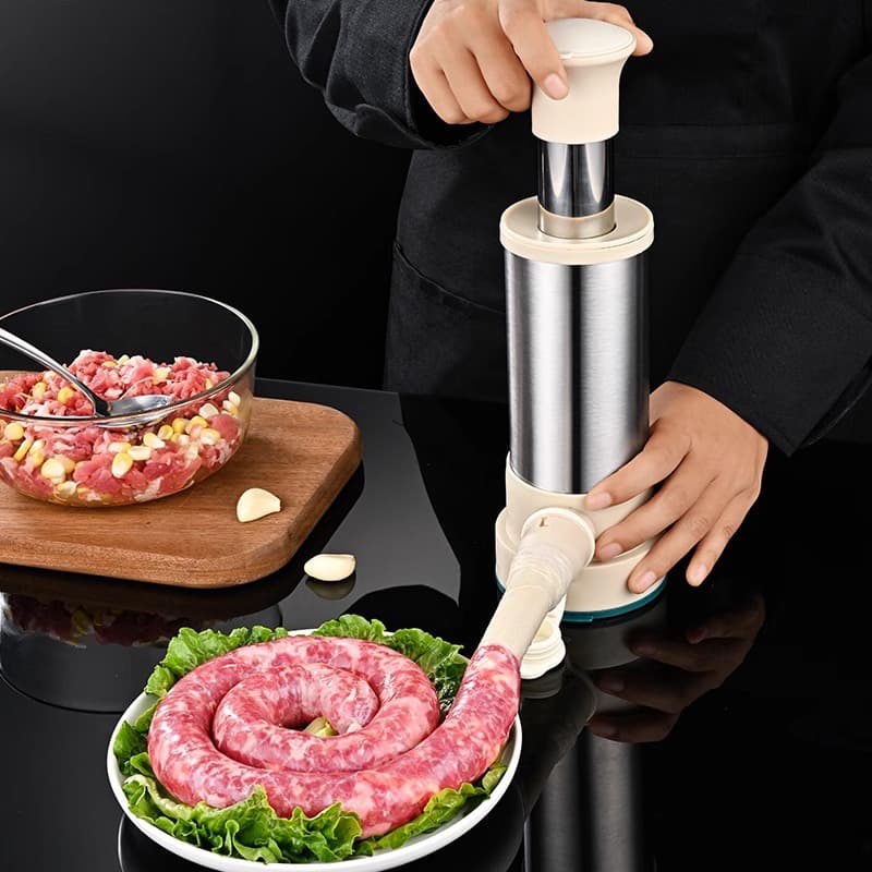 Large-capacity manual sausage stuffer for home use, homemade press-type sausage stuffer, stainless steel sausage stuffer wholesale.
