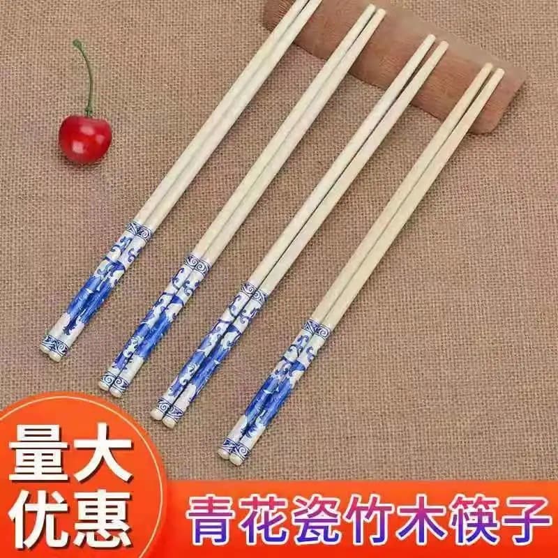 Disposable blue and white porcelain bamboo chopsticks, individually packaged, commercial takeout, convenient for hot pot restaurants, wholesale in five colors.