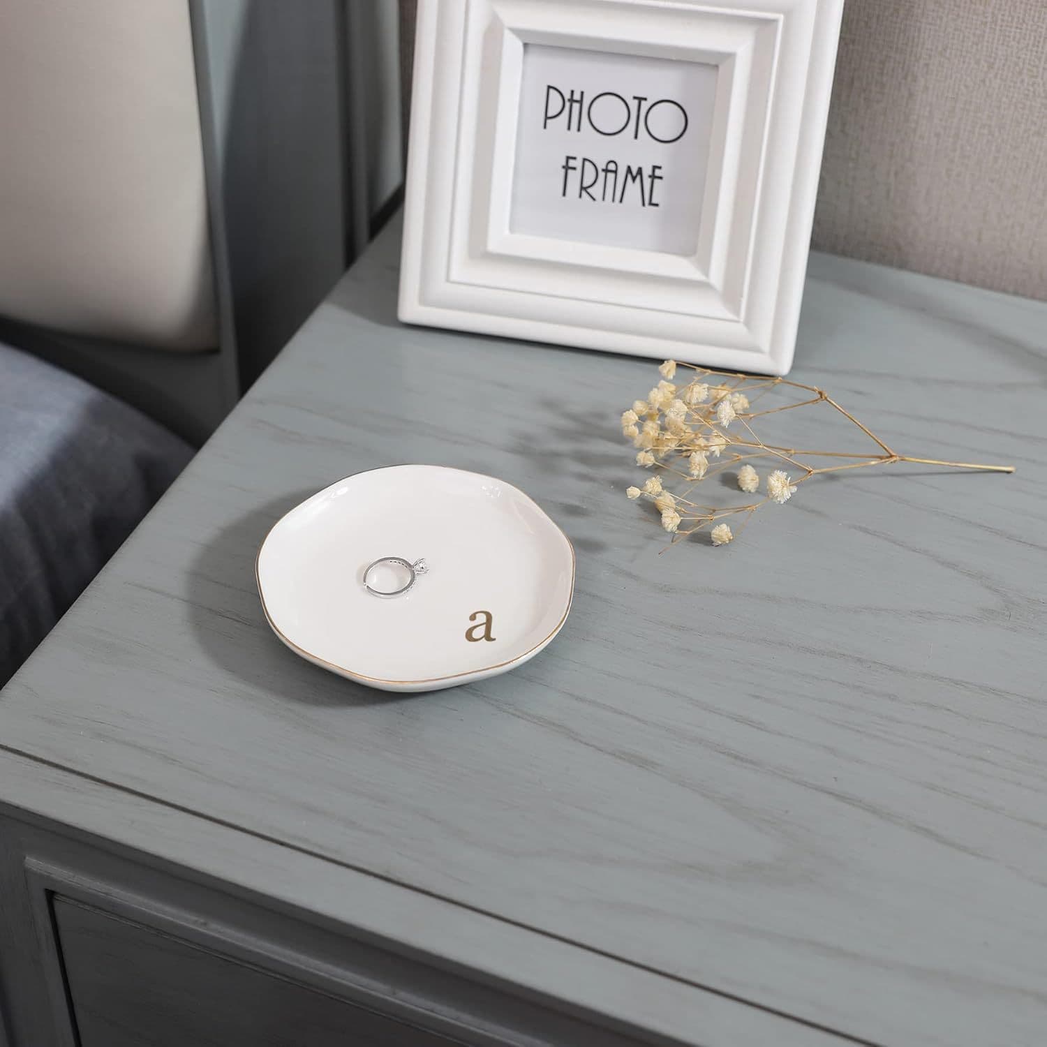 Ceramic Ring Dish Personalized Letter Engagement Gift Jewelry Tray Ornament Storage Dressing Table Aesthetic Decoration