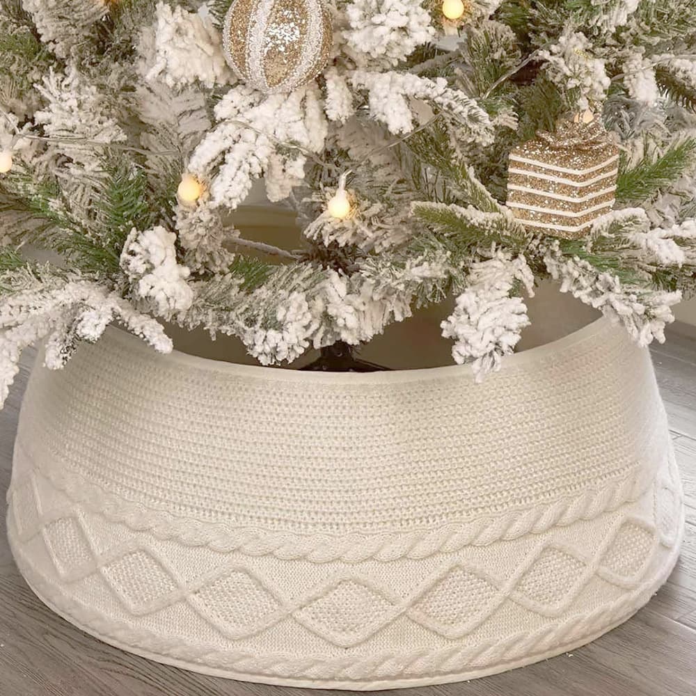 Amazon Cross-border Christmas Decoration Christmas Tree Skirt Knitted Scene Setup Prop Christmas Tree Base