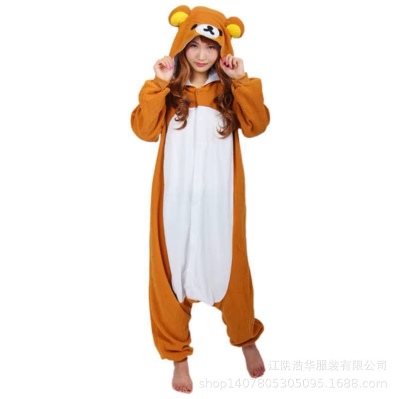 New Cartoon Jumpsuit Pajamas Yellow Rilakkuma Cute White Bear Sister Couple Homewear Foreign Trade Wholesale