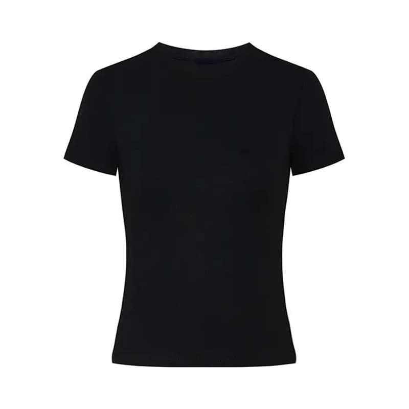 Fitted Waist-Cinched Shoulder-Padded T-Shirt White Short Sleeve Women Spring Autumn Stretch Slimming Sexy Cropped Base Layer Summer Round Neck Inner Top