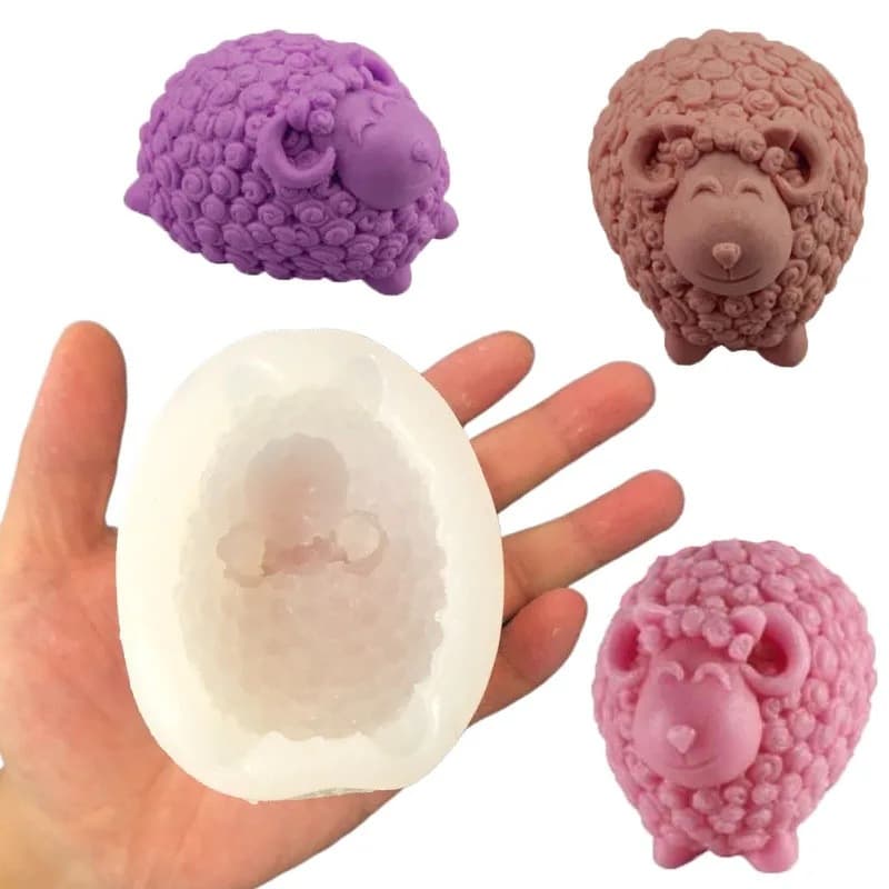 Sheep shaped candle silicone mold handmade soap aromatherapy plaster crafts chocolate cake baking mold