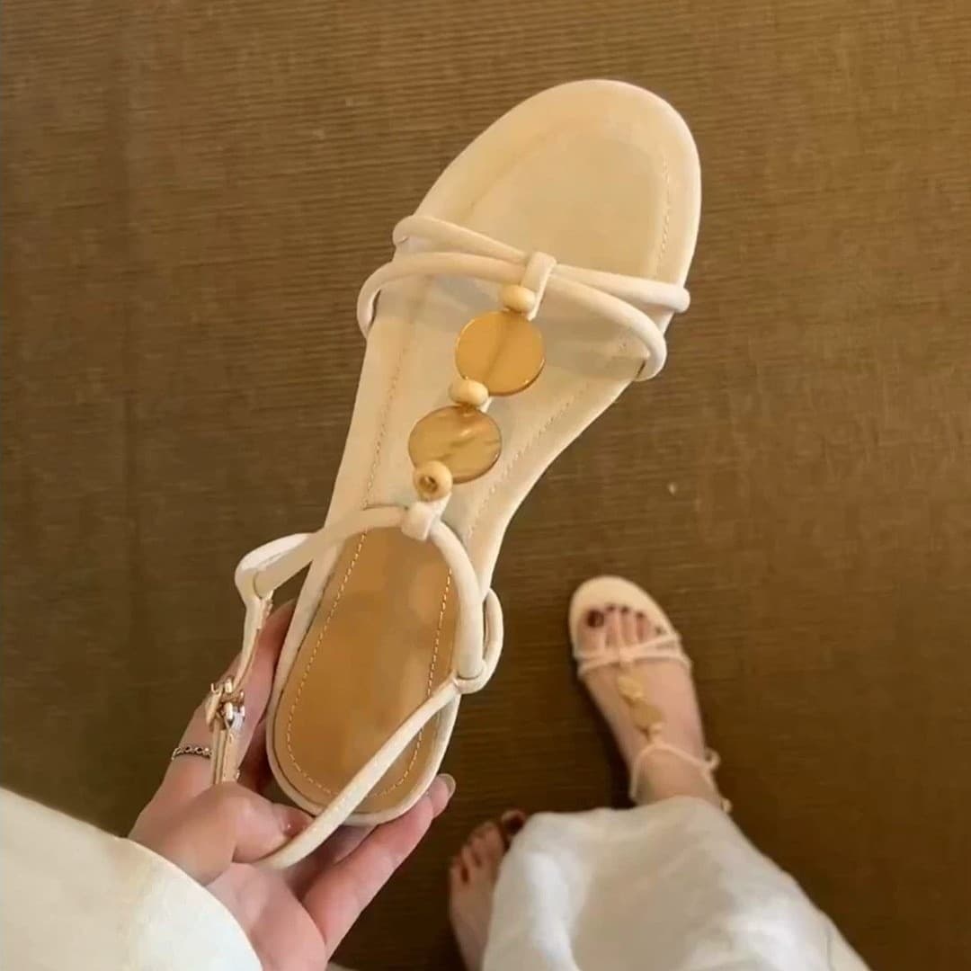 2026 Retro French Open-Toe Sandals for Women Summer New with Dresses Casual Versatile Flat Roman Sandals