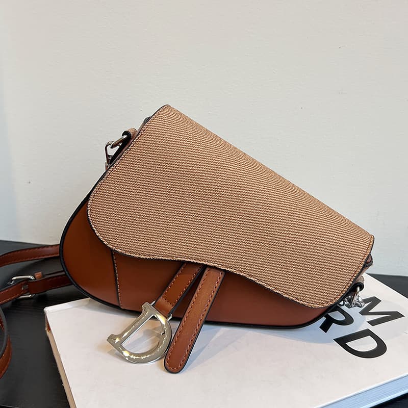 Bags Women's Bags Fashionable Texture Saddle Bags European and American Retro Macaron Color Girls Trendy One-Shoulder Cross-Saddle Saddle Bags