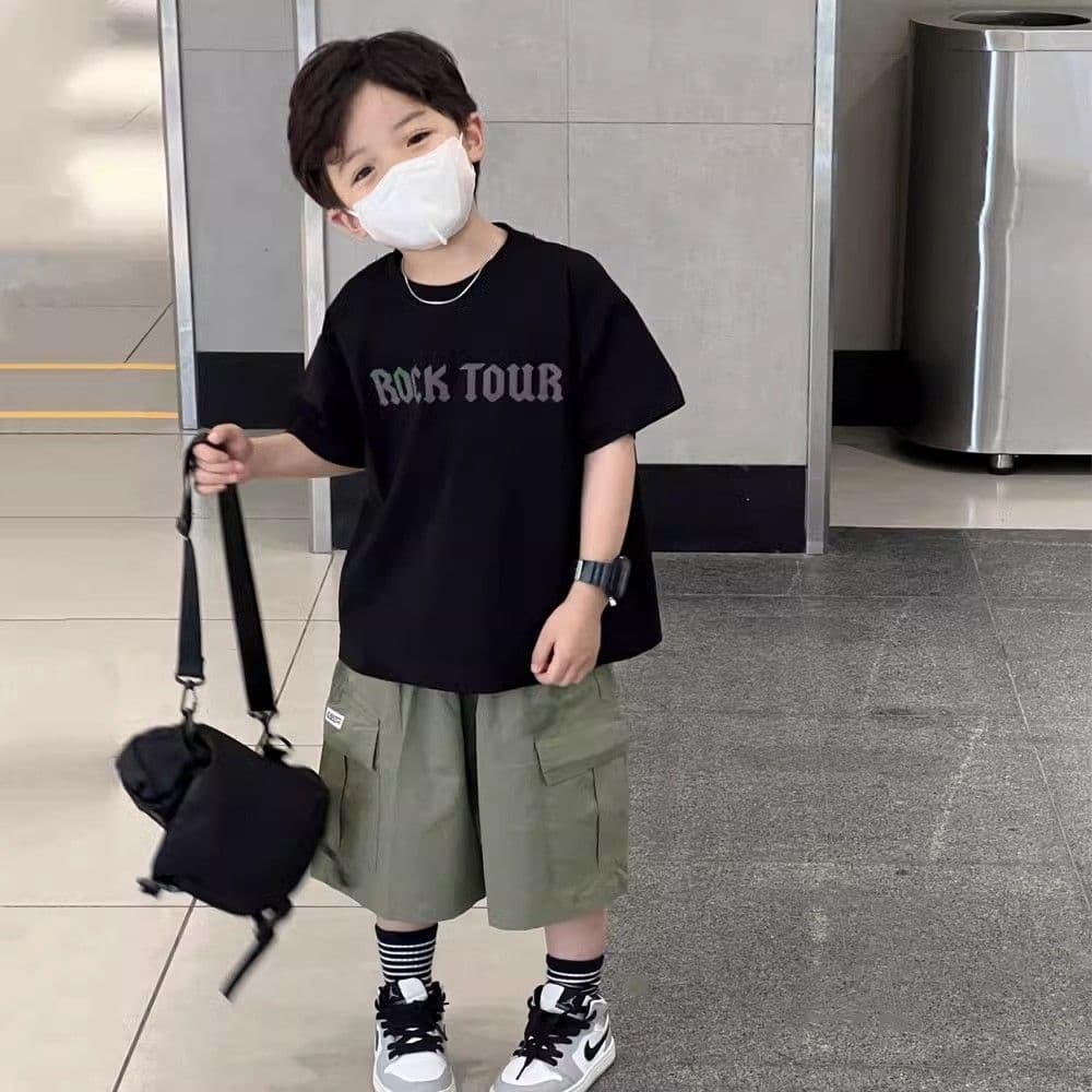 Heavyweight Pure Cotton Handsome Boys' Short Sleeve T-Shirt for Kids, Summer Loose Fit New Summer Top