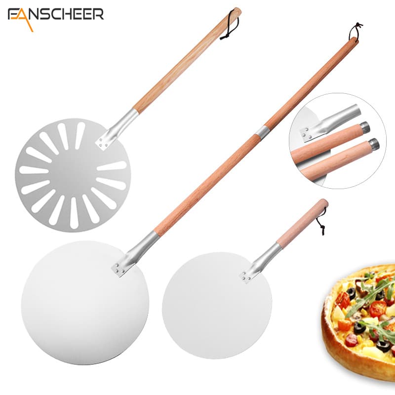 Removable wooden handle 12-inch round baking transfer pizza egg manufacturer ready-made pizza shovel aluminum shovel cake shovel