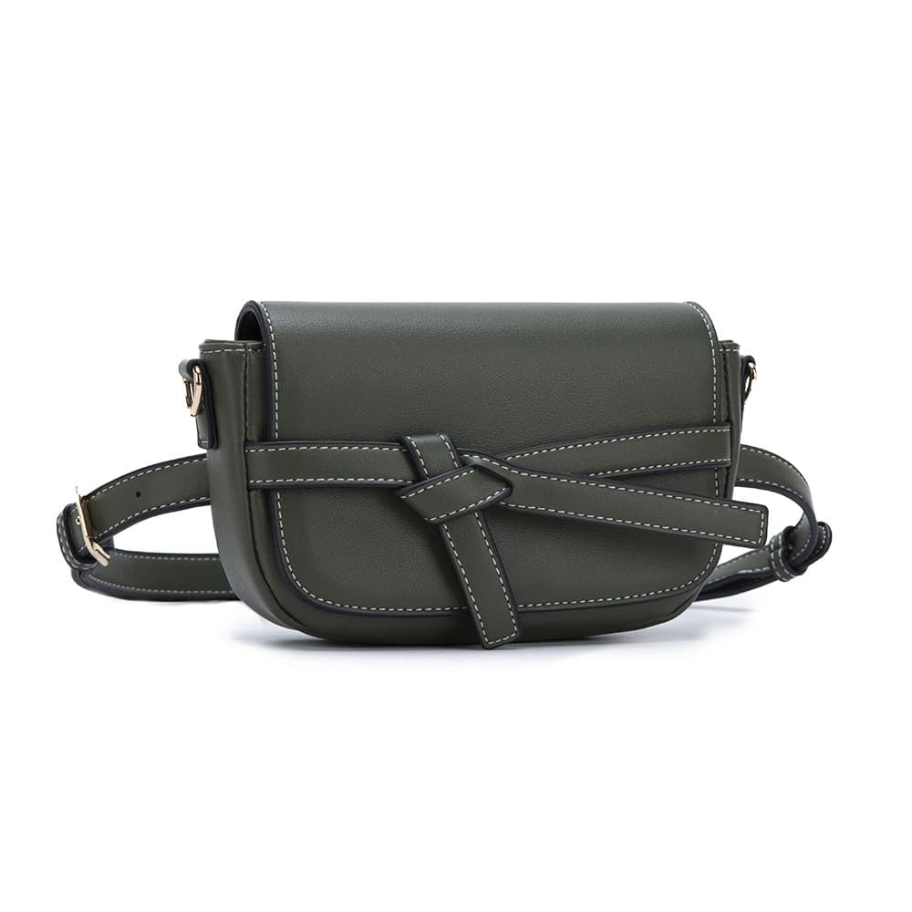 2025 Summer New Luo Bow Knot Saddle Bag Leather Versatile Shoulder Crossbody Women's Bag Summer Match