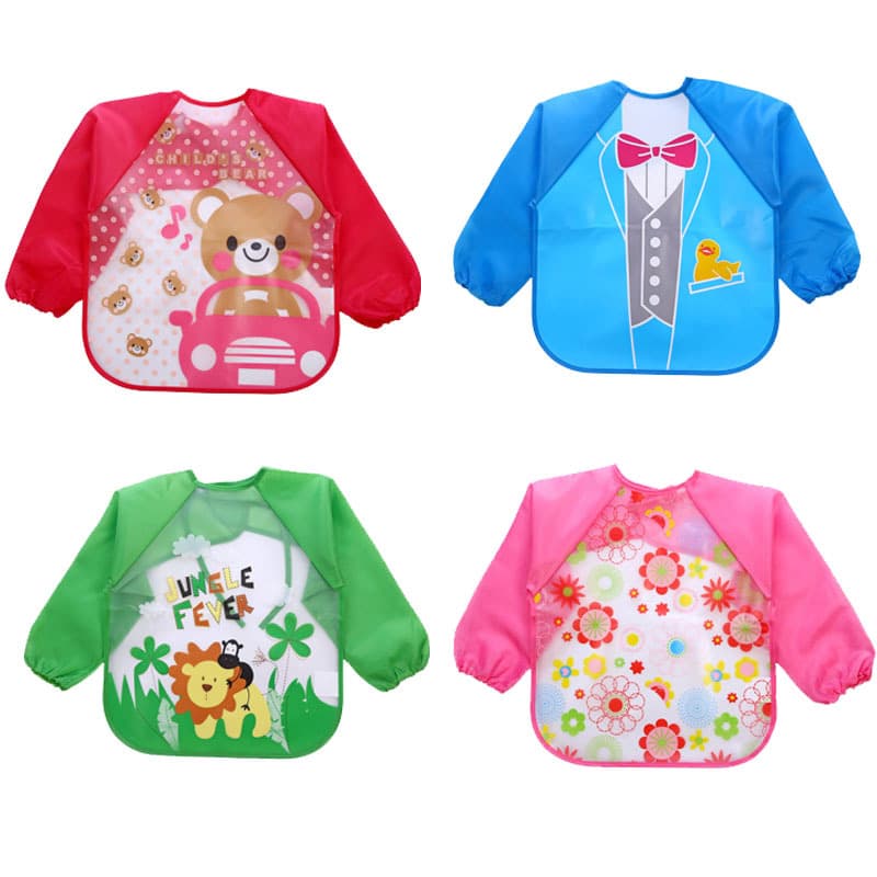 EVA Children's Coverall for Export, Long-Sleeved Waterproof Reverse Wear Feeding Bib and Art Smock for Amazon Wholesale