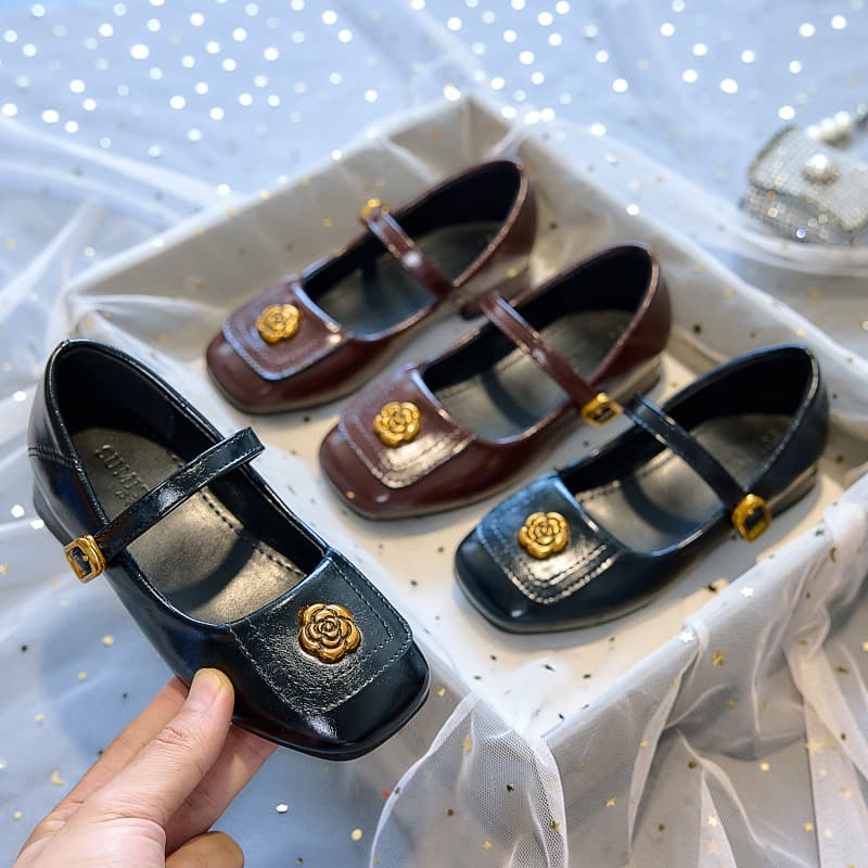 2026 New Girls' High Heel Princess Shoes Spring Autumn Children Leather Shoes Matching Dress Little Girl Mary Jane Fashion Flats