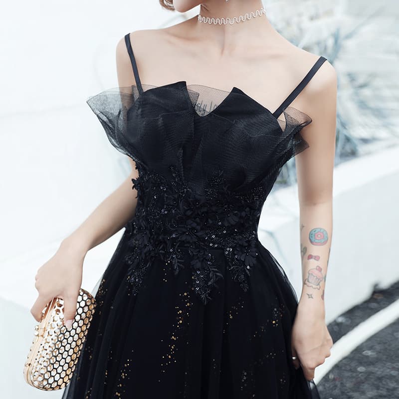 Black Evening Gown 2026 New Elegant Birthday Party Strapless Long Slimming Dress for Women