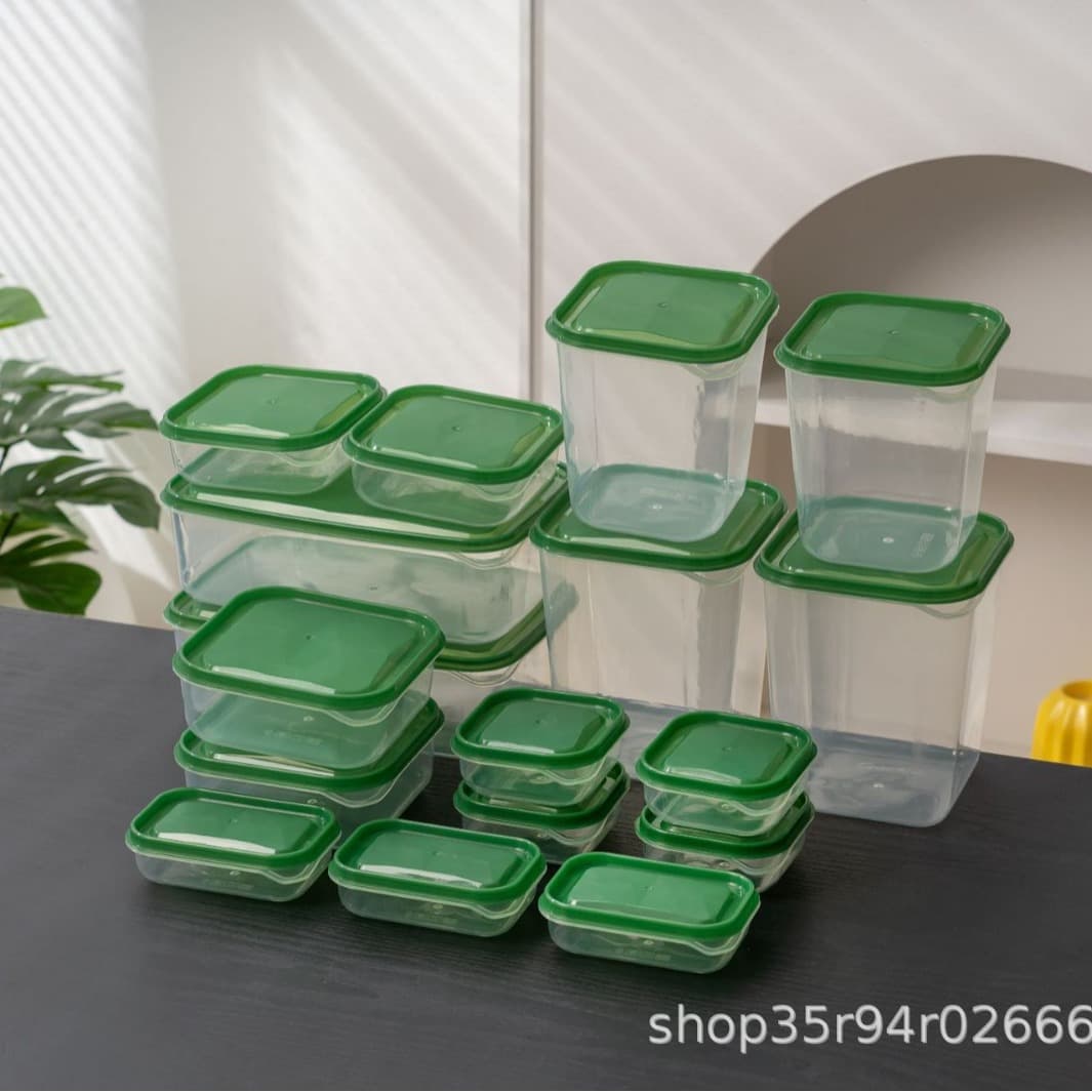 New Household Food Fruit Storage Organizer Plastic Fresh-Keeping Box 17-Piece Set Storage Container