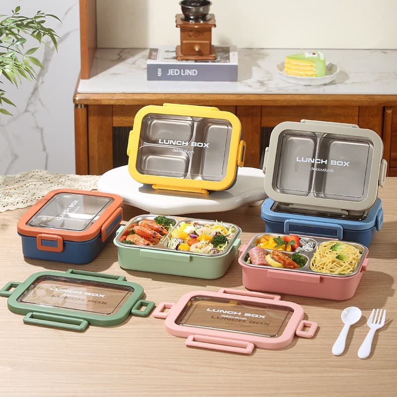 Simple 304 Stainless Steel Lunch Box Portable Insulated Food Container for Office Workers Students Bento Box with Compartments for Freshness