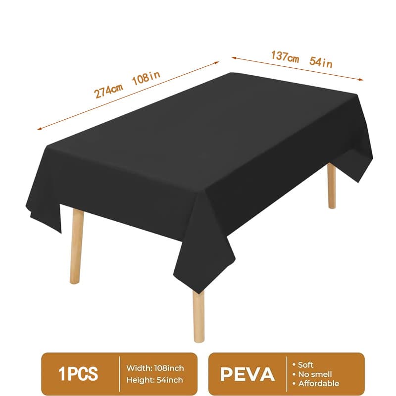 Cross-border CPE Disposable Tablecloth Waterproof and Oil-proof PEVA Rectangular Solid Color Table Cover for Birthday Party Thick and Simple