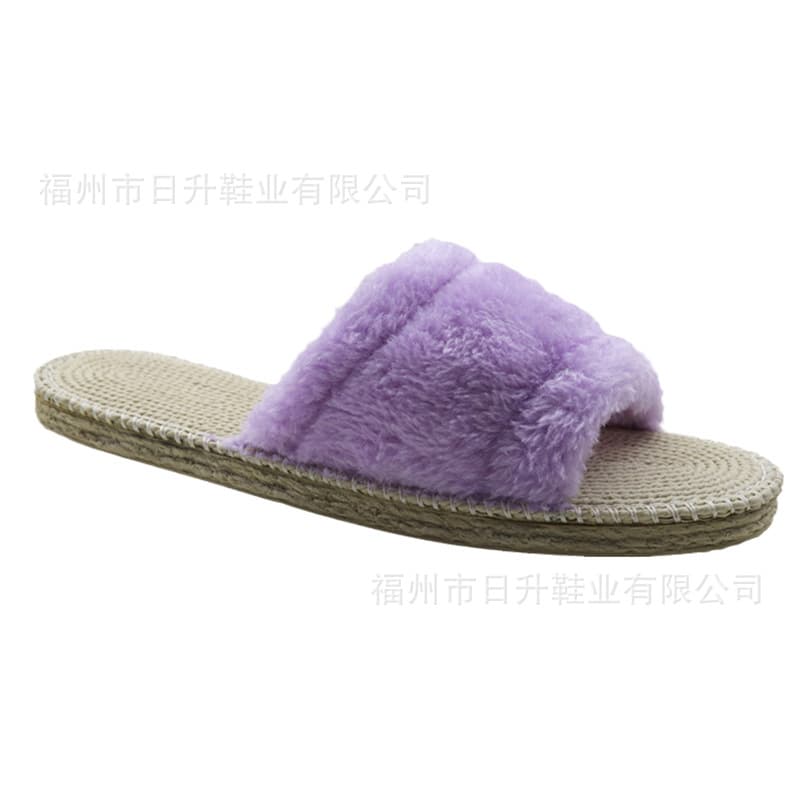 Custom Warm Winter Home Slippers for Women, Faux Rabbit Fur Comfortable Plush Casual Slippers for Export
