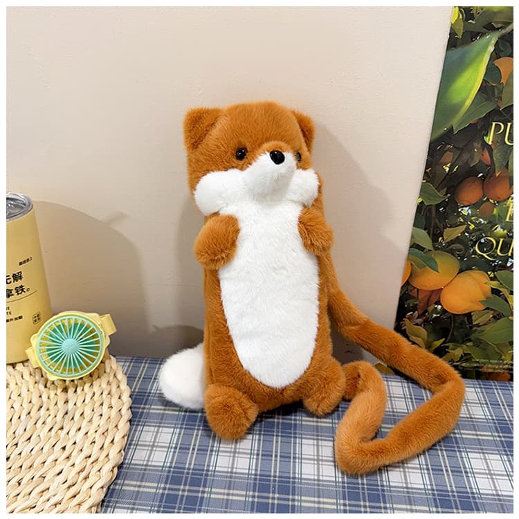 Fashionable and Cute Little Fox Plush Pencil Case, Soft Handheld Children's Single-Shoulder Bag, Elementary School Student Stationery Storage Bag