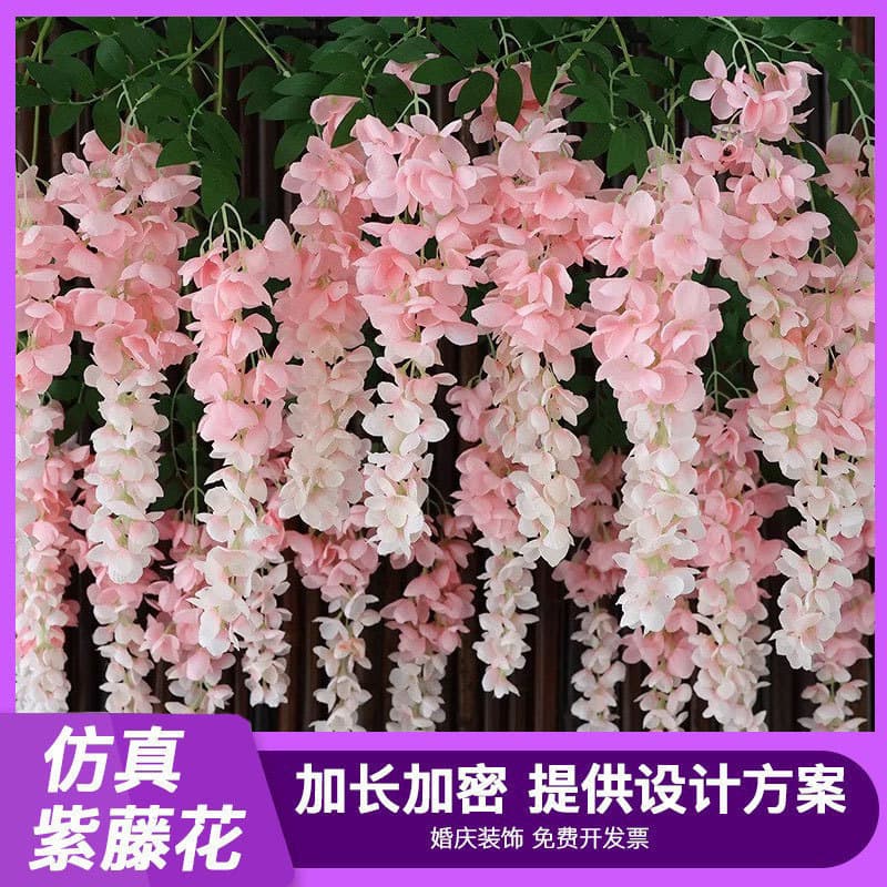 Artificial Cassia Golden Shower Tree Giant Wisteria Long Branch Plastic Fake Silk Flowers Indoor Living Room Hanging Vine Photography Decoration