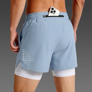 Running Shorts with Phone Pocket at Back Waist for Men, Summer Sports Marathon Professional Fitness Quick-Dry Lined Ice Silk