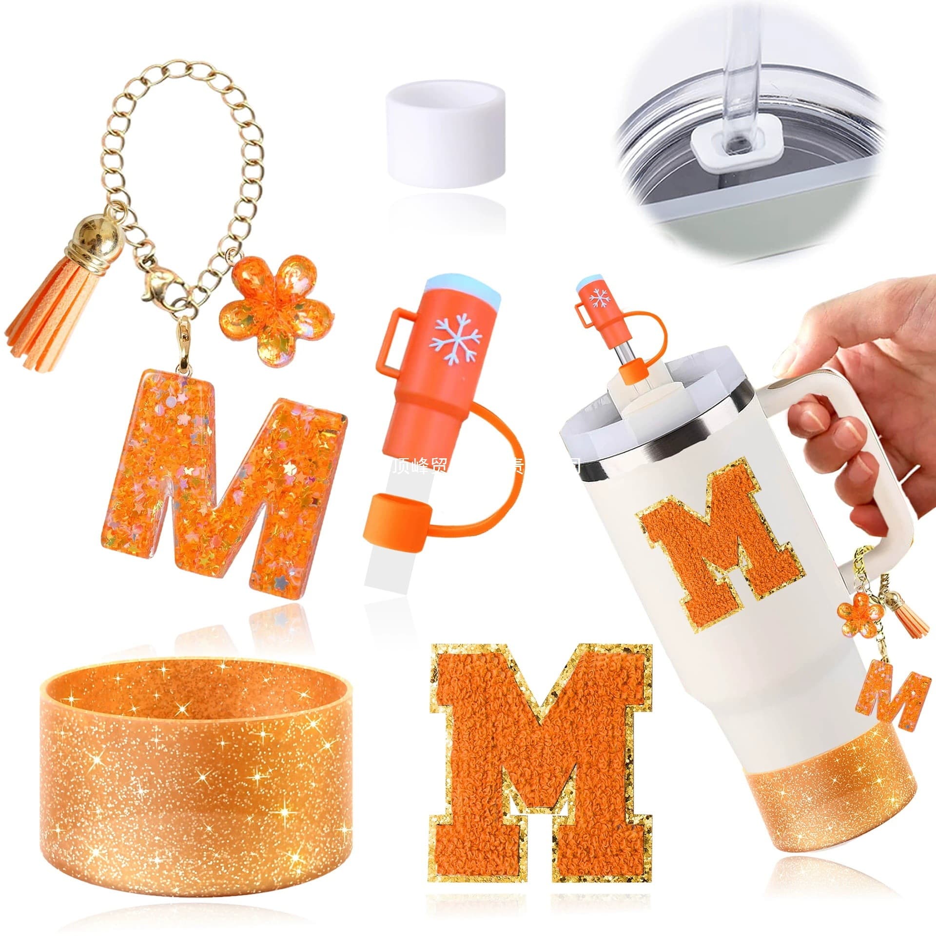 Orange Stanley Cup Set 30oz 40oz with Handle Orange Cup Accessory Kit Bag