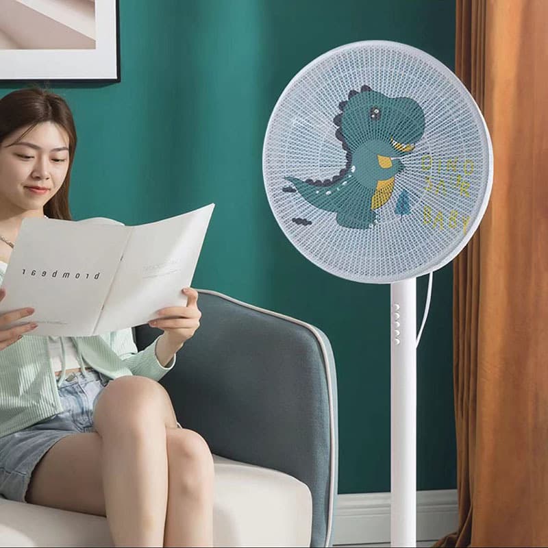 Children's Anti-Pinch Hand Safety Fan Cover, Cute Cartoon Patterned Dust Cover with Protective Net