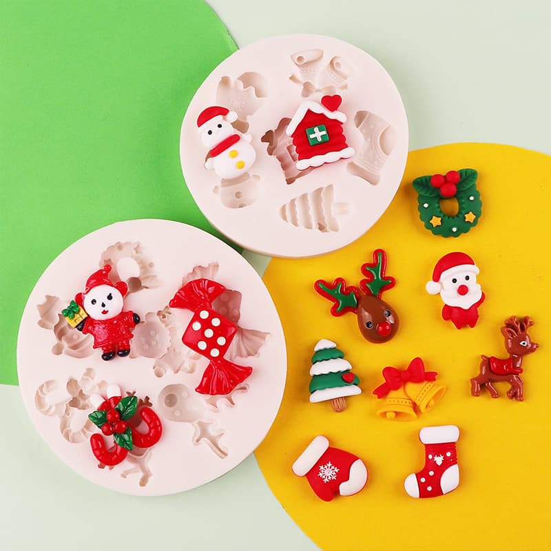 Santa Claus silicone mold snowman socks fawn bell chocolate candy mold cake drop mold