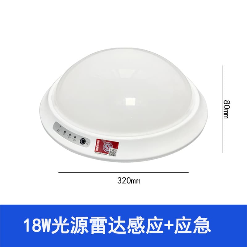 Fire Emergency Ceiling Light with LED Source, Motion Sensor, and Sound-Activated Escape Route Illumination