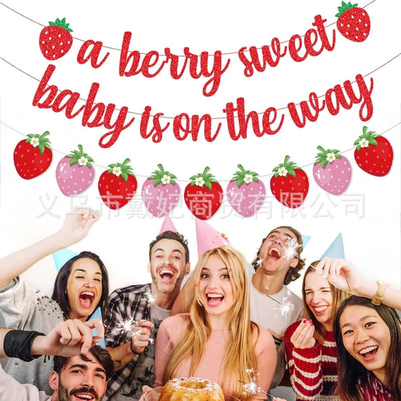 Manufacturer Strawberry Decoration Birthday Party Decoration Spiral HAPPY BIRTHDAY Cake Insert 1 Year Old Latte Art