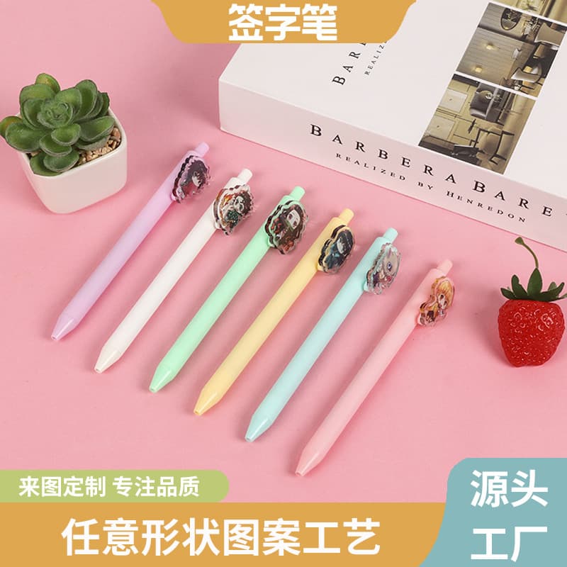 Acrylic cartoon advertising pen, cute animation student creative acrylic gel pen, customized pen with logo