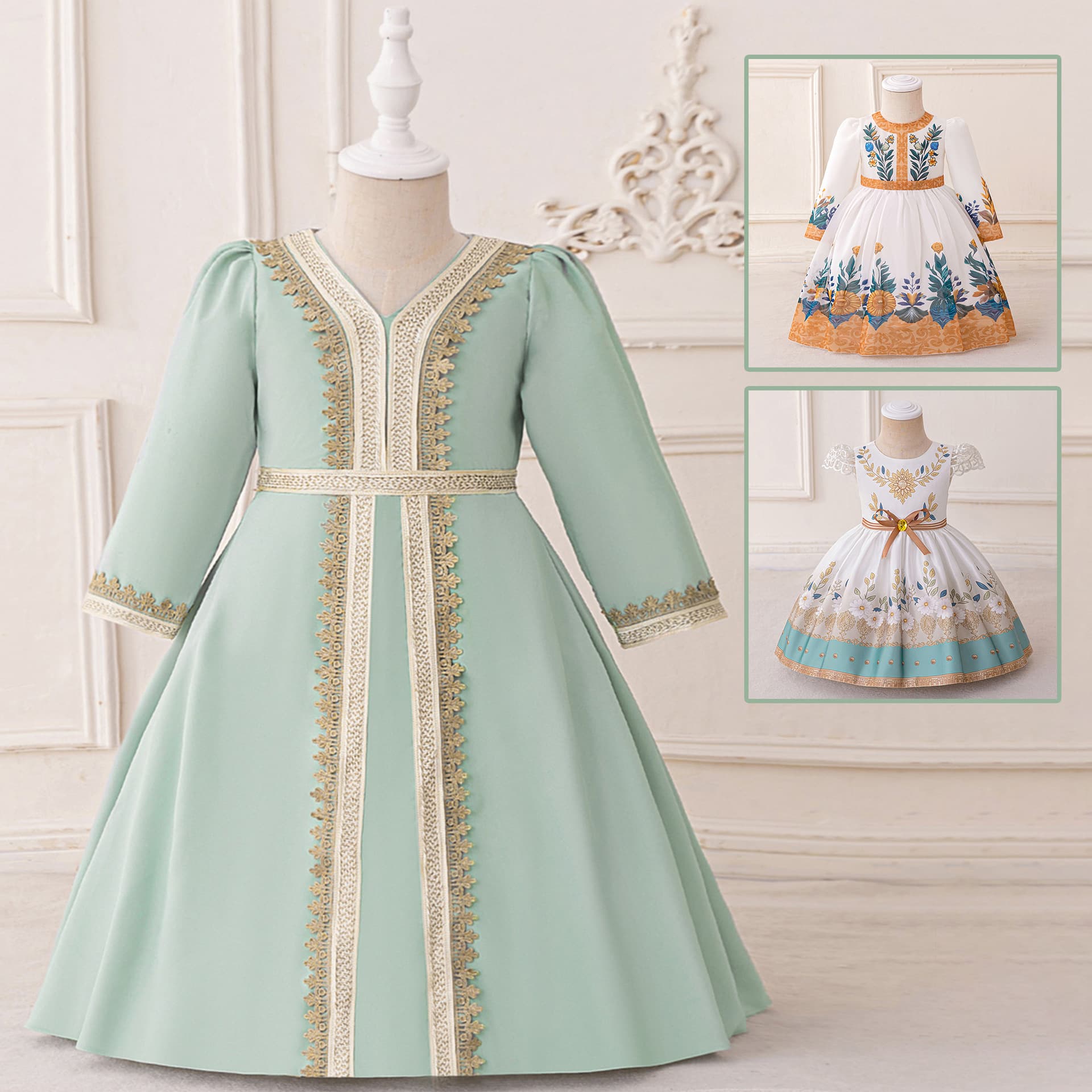 New Foreign Trade Baby Toddler Dress Birthday Print Banquet Dress for Girls Party Performance