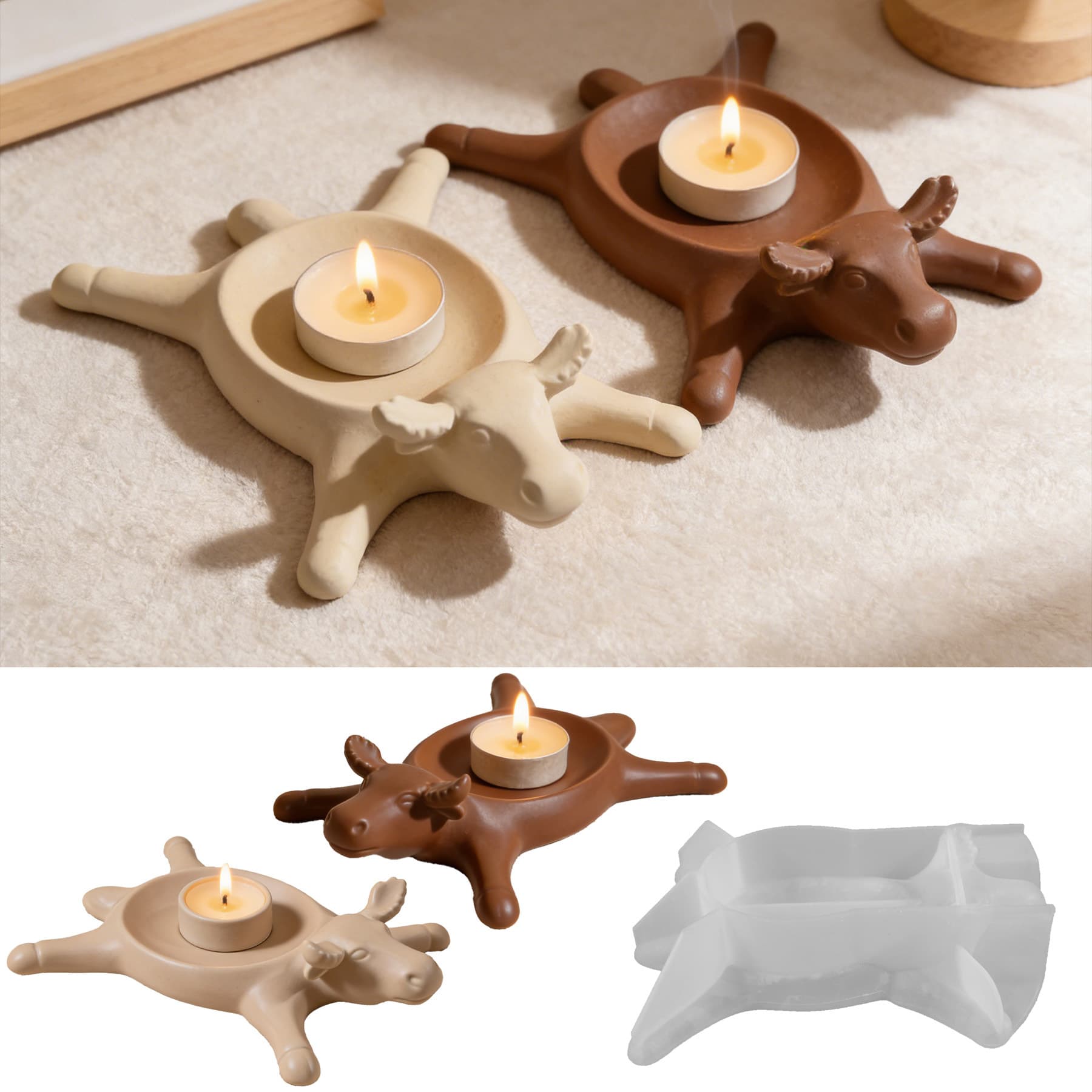 Cross-Border Harvest Festival Yak Candle Cup Candle Holder Resin Silicone Mold Epoxy Diy Highland Cow Dish Soap Box