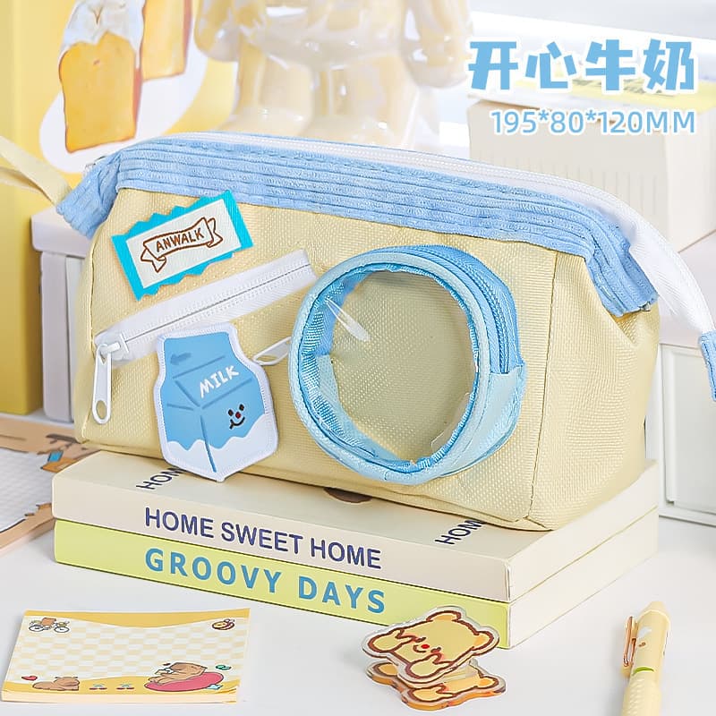 Cute food pain bag pencil case Xiaohongshu same style junior high school student high-looking large-capacity stationery pencil case