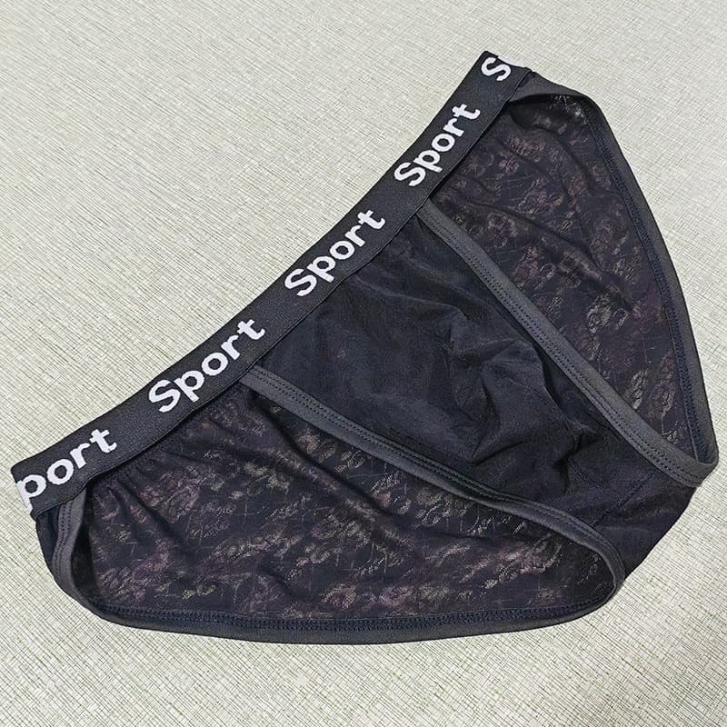 New Men's Sexy Jacquard Mesh Ice Silk Briefs High-Cut Triangle Lingerie for Export to Europe and America