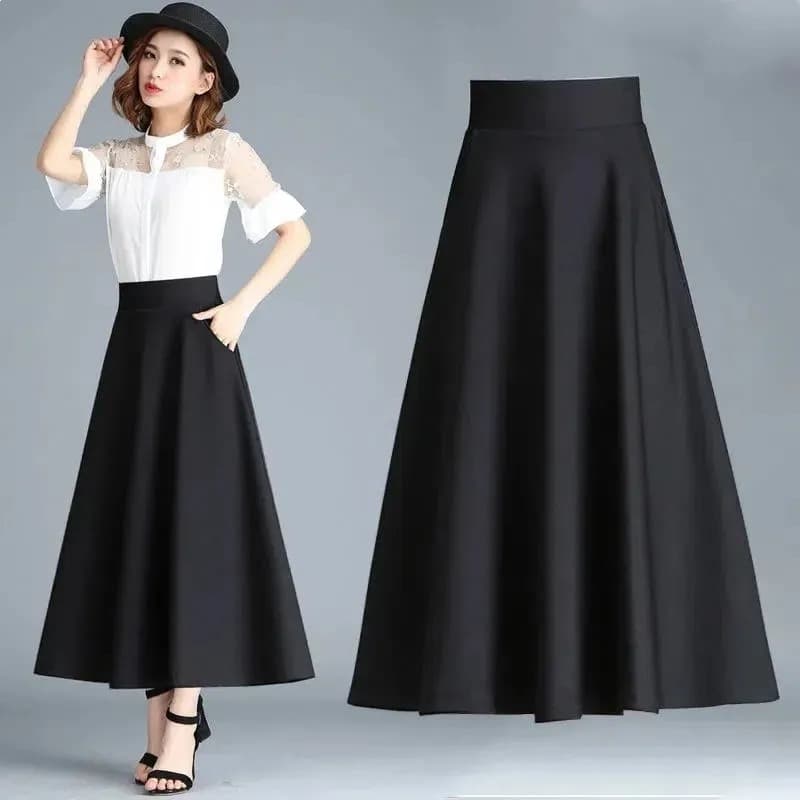 2026 New Plus Size A-Line Skirt High Waist Long Skirt for Women Flared Slimming Spring Autumn Dress