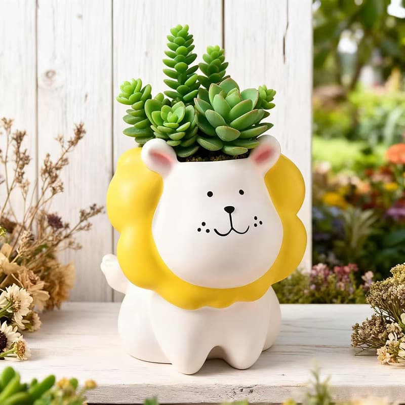 Creative Cute Lion Flower Pot Ornament Living Room Desktop Decoration Office Home Outdoor Courtyard Green Plant Potted Plant