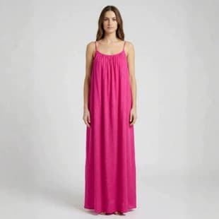 Women's Summer Solid Color Backless Camisole Maxi Dress, Loose Beach Vacation Dress, Casual Fashion Dress