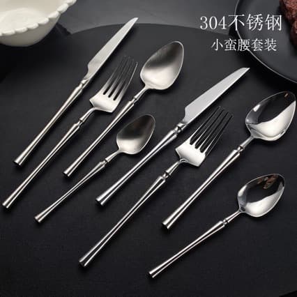 304 stainless steel high-end tableware manufacturer bright thick waist steak knife and fork dessert spoon and fork western food tableware