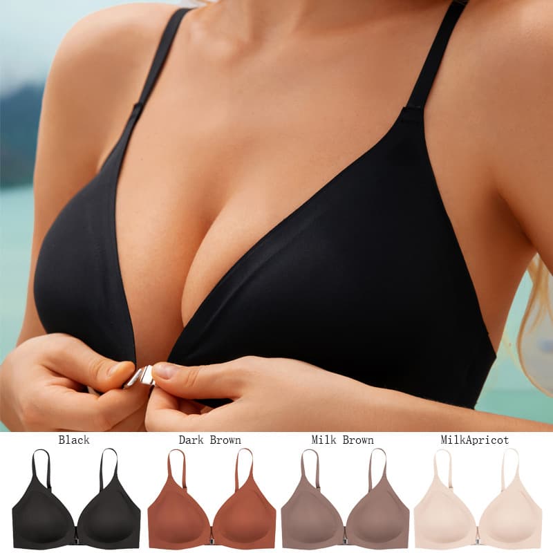 European and American Plus Size Seamless Teen Bra Adjustable Thin Backless Push-Up Bra Front Closure Women's Bra