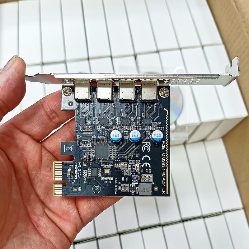 Desktop PCI-E 1X to 4-Port Type-C Adapter Card, Rear Type-C Expansion Card, No External Power Required