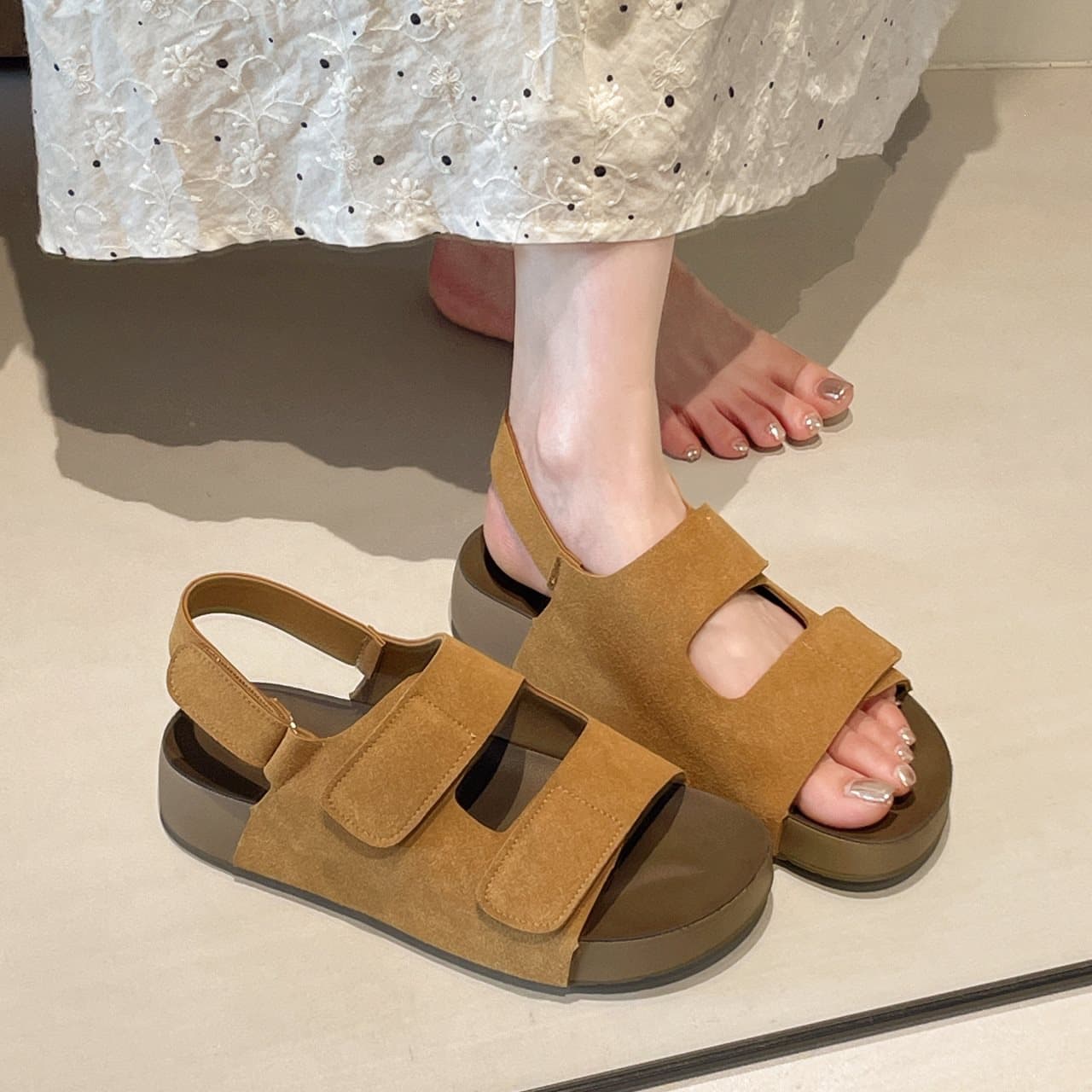 2026 Hottest New Roman Sandals Casual Fashion Birkenstock Sandals Thick Sole Summer Buckle Versatile Velcro Women