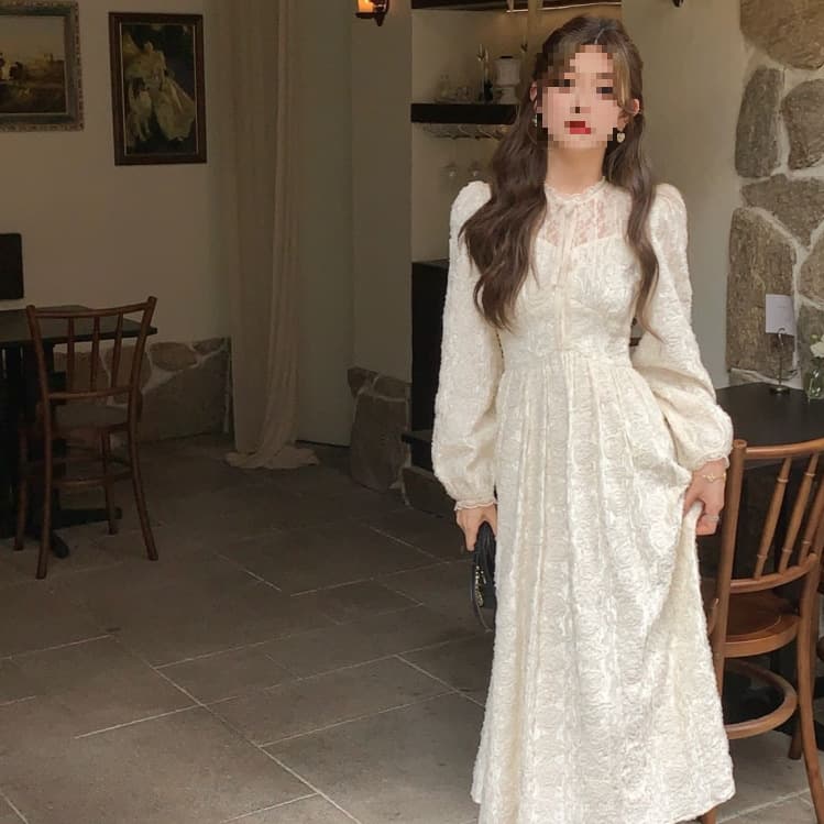 New Maillard Summer French Embroidered Lace Long Sleeve Fairy White Dress Elegant Recommendation