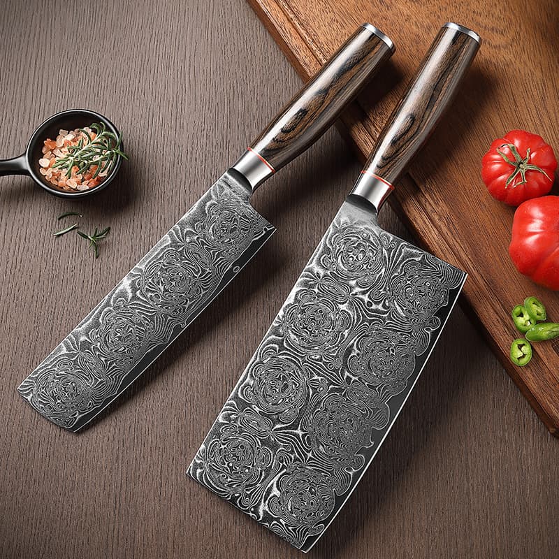Hongchuan Manufacturer 67-Layer Damascus Steel Household Kitchen Knife Slicing Knife Kitchen Meat Cleaver Hotel Knife Sharp Chef