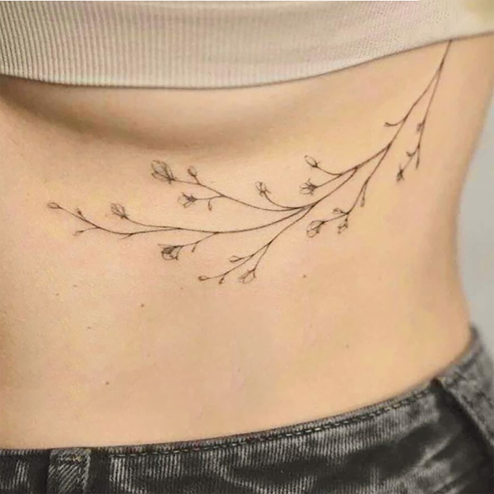 New Cross-Border European and American Simple High-End Personality Fresh Flower Bud Tattoo Sticker with Branch Stripes