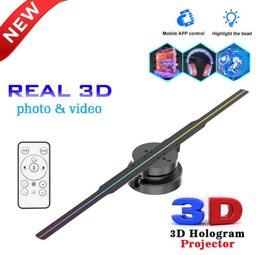 Naked Eye 3D Holographic Projector Stereoscopic Rotation Suspension Air Projection Fan Screen Wall Mounted Advertising Machine