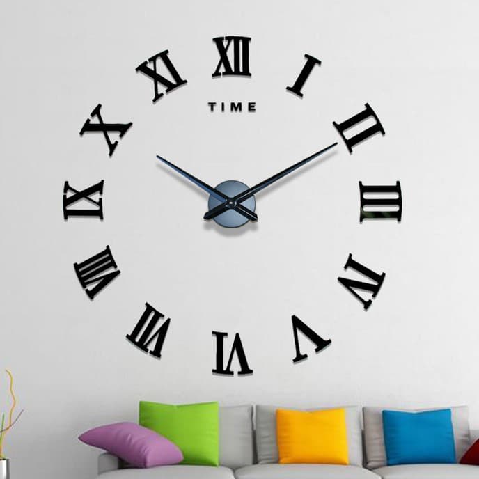 Manufacturer wholesale cross-border DIY clock wall clock 3D acrylic simple punch-free silent bedroom decoration wall clock