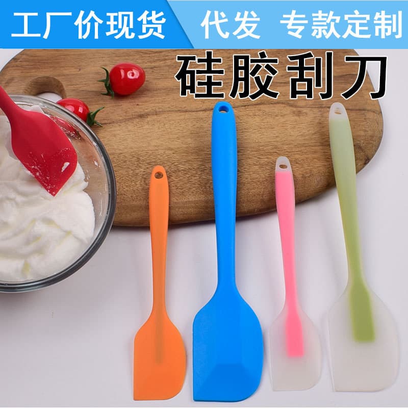 Fully Enclosed One-Piece Translucent Handle Silicone Spatula Butter Cream Mixing Scraper Cake Baking Spreader Tool