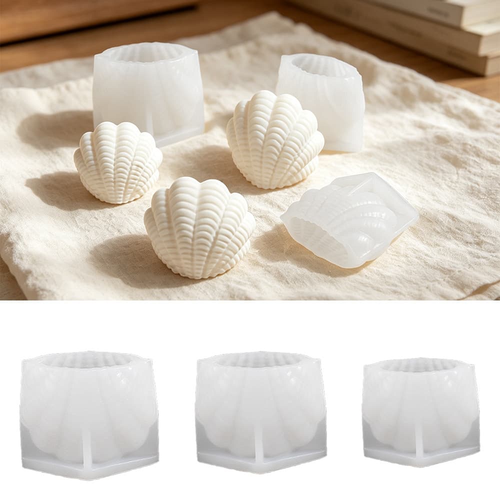 Large, Medium, Small Striped Shell Candle Silicone Mold DIY Aromatherapy Gypsum Marine Life Ornament Resin Mold