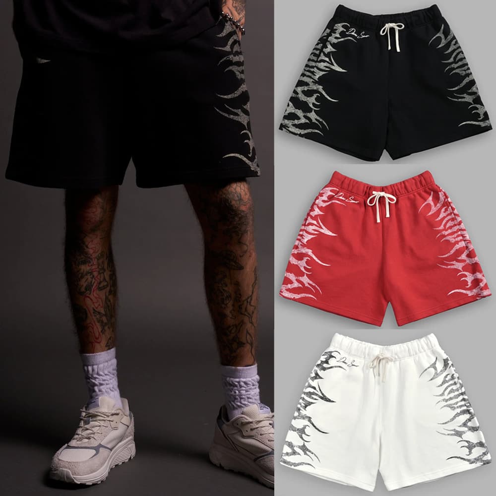 DARC SPORT men's shorts summer sports fitness cotton printed five-quarter pants outdoor basketball training shorts