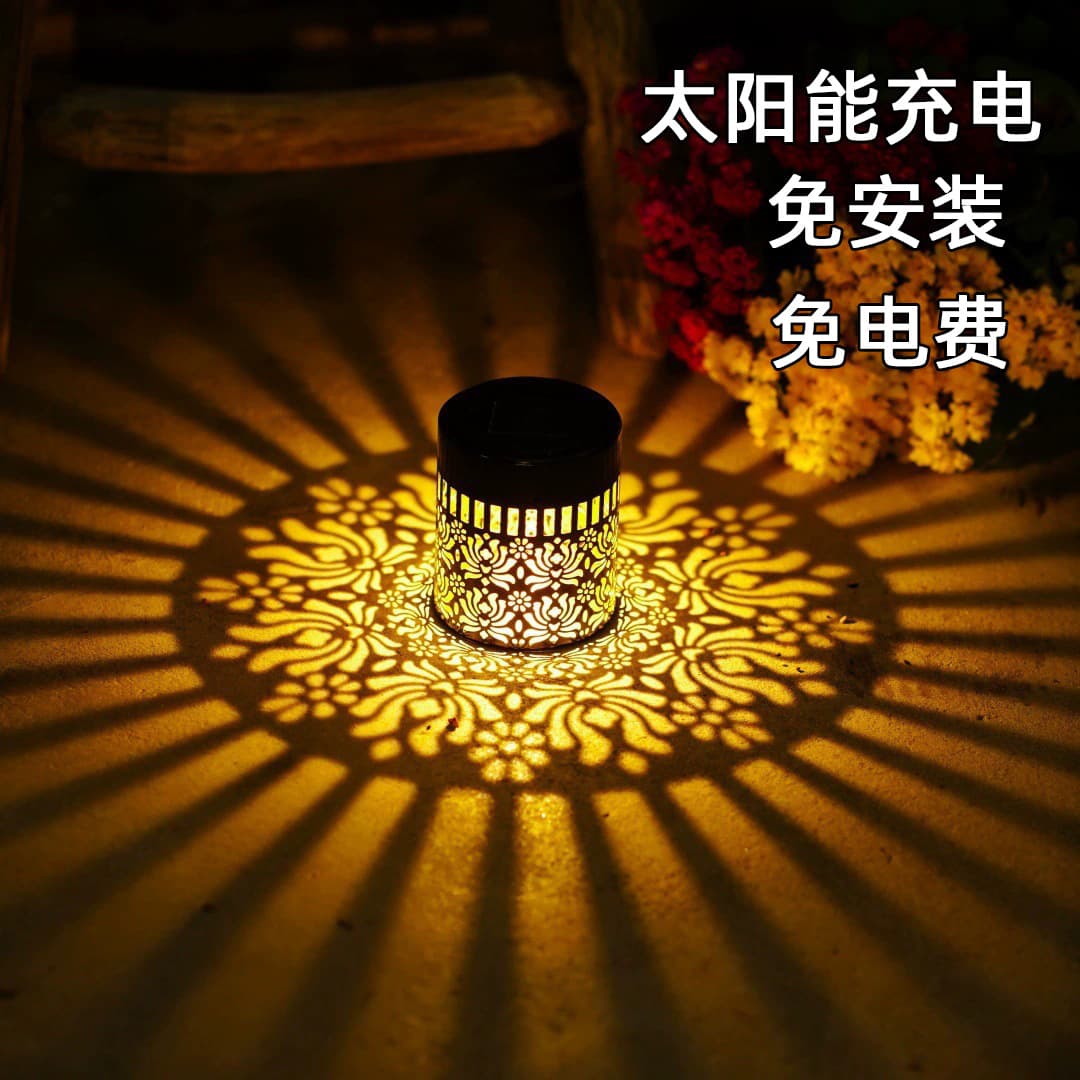 Solar Mandala Wall Light Projection Garden Light Outdoor Iron Art Landscape Lamp Cross-Border Best Seller
