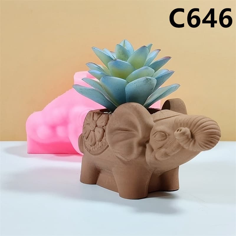 Elephant silicone mold for home indoor succulent green plant potted plant outdoor interior decoration C646