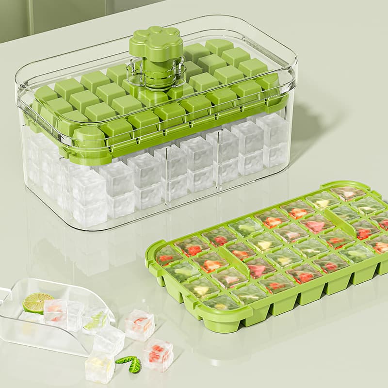 Ice Cube Tray Mold Household Food Grade with Lid Press Ice Grid Fast Ice Maker Large Capacity Ice Cube Box